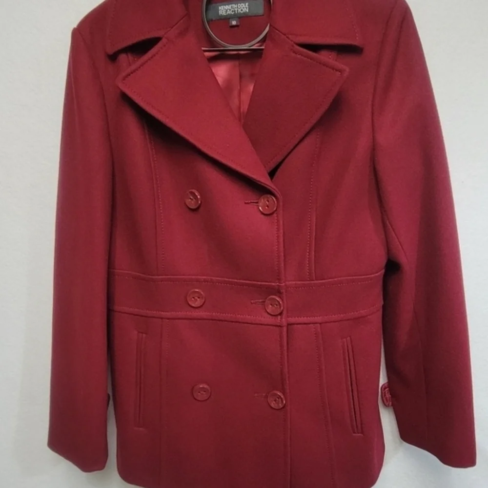 Kenneth Cole Reaction Womens Size 10 Burgandy Wool Blend Pea